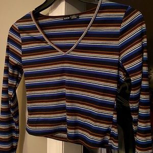 Striped long sleeved crop top